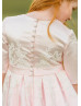 Pink Lace Satin Box Pleated Flower Girl Dress